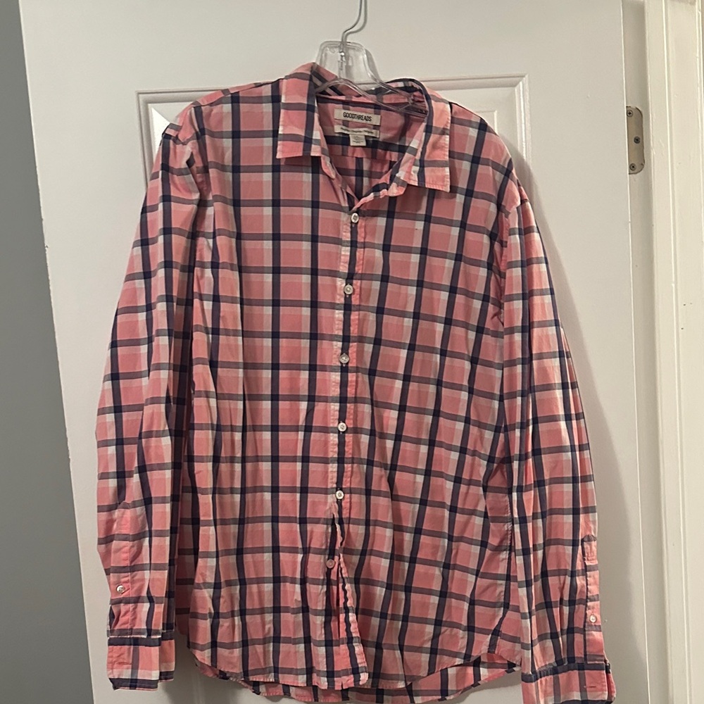 Goodthreads Pink and Navy Plaid Men's Shirt